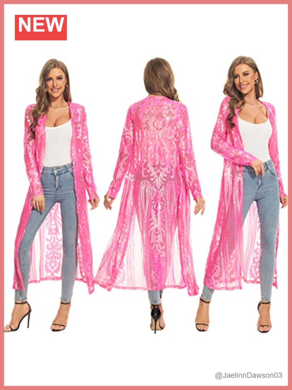 Sequin cardigan long sleeve sparkle open front